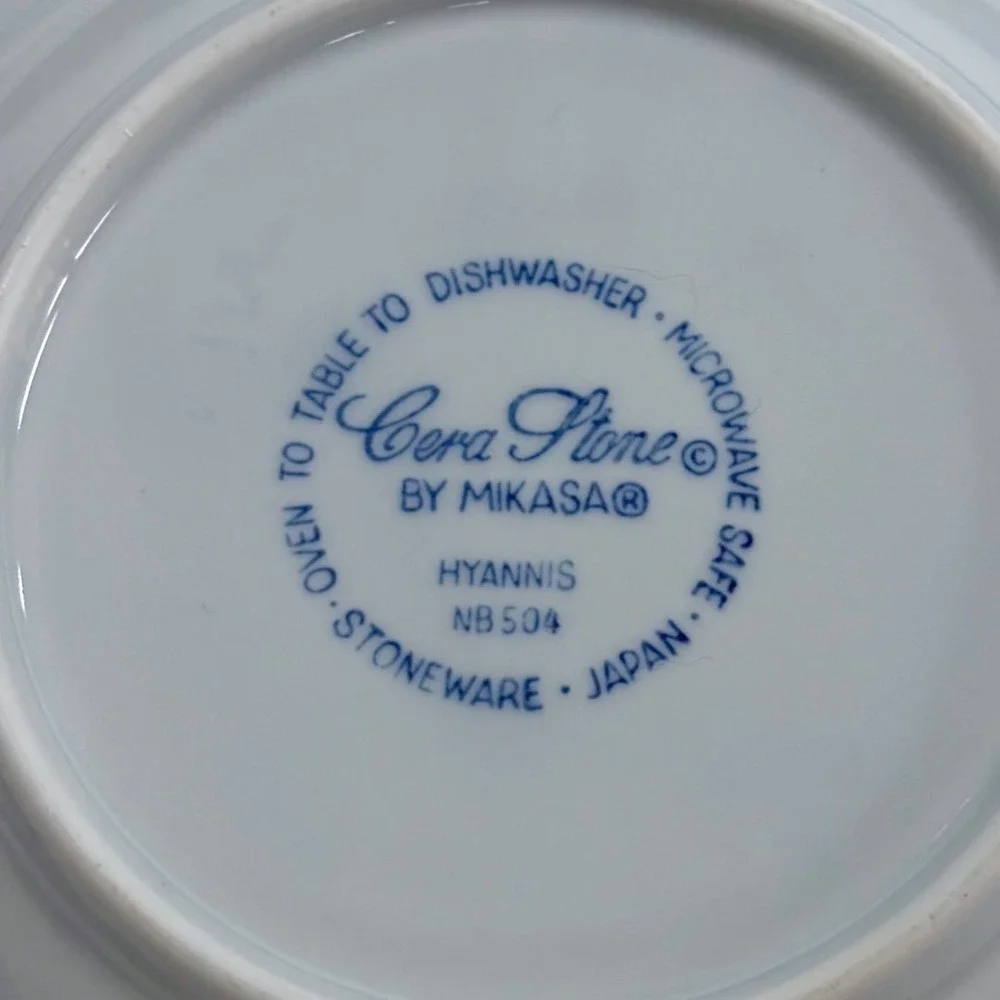 4 Vintage Blue & White Salad Plates 6.25